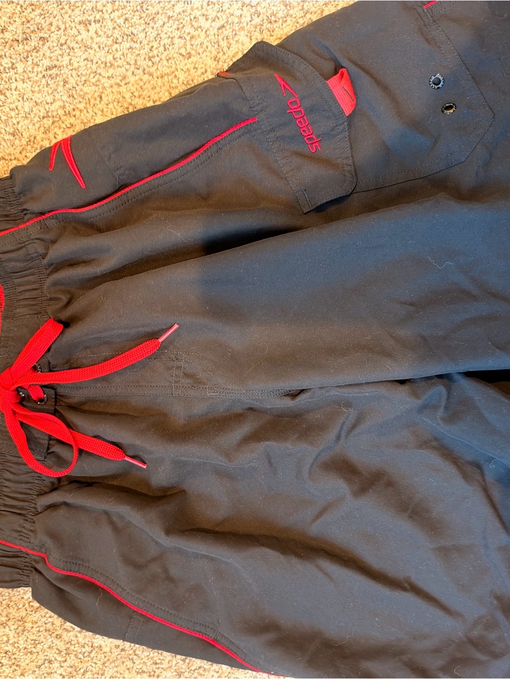 Speedo Mens Black and Red Swim/Board Shorts